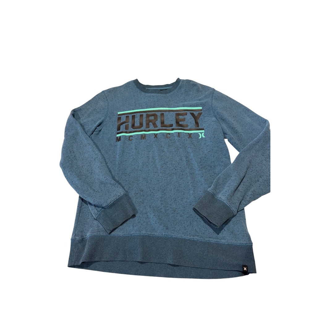 Hurley Mens Crewneck Sweatshirt Blue Heather Graphic MCMXCIX Logo Small C3027-00